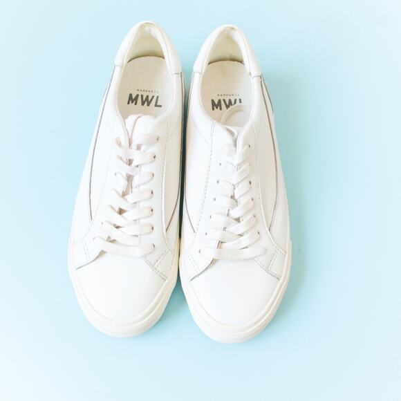 Madewell MWL Sidewalk Low Top White Leather Sneakers Womens 8 Clean Girl - Picture 4 of 8
